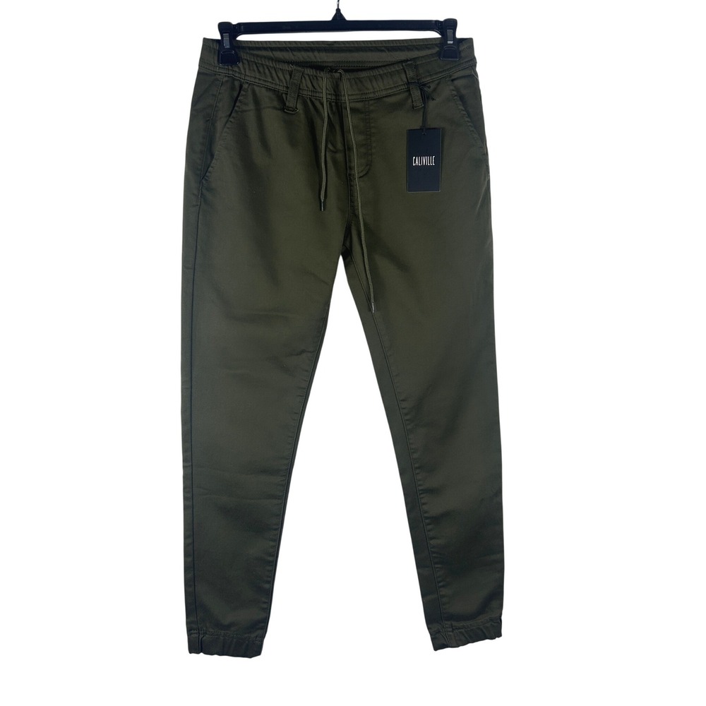 Caliville Mens Olive Green Slim Fit Jogger‎ Pants Size Large Tapered Legs NWT